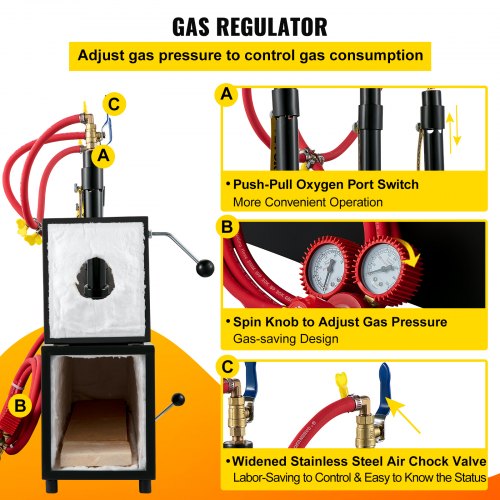 VEVOR Gas Propane Forge Furnace Burner Portable Three Burners Metal Tool Making