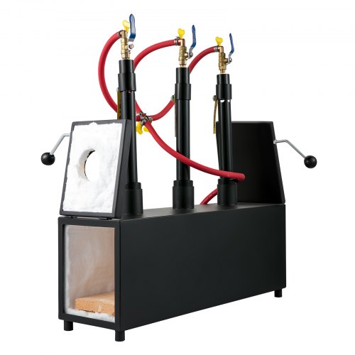 VEVOR Propane Knife Forge, Farrier Furnace with Three Burners, Portable Square Metal Forge with Two Durable Doors, Large Capacity, for Blacksmithing, Knife Making, Forging Tools and Equipment