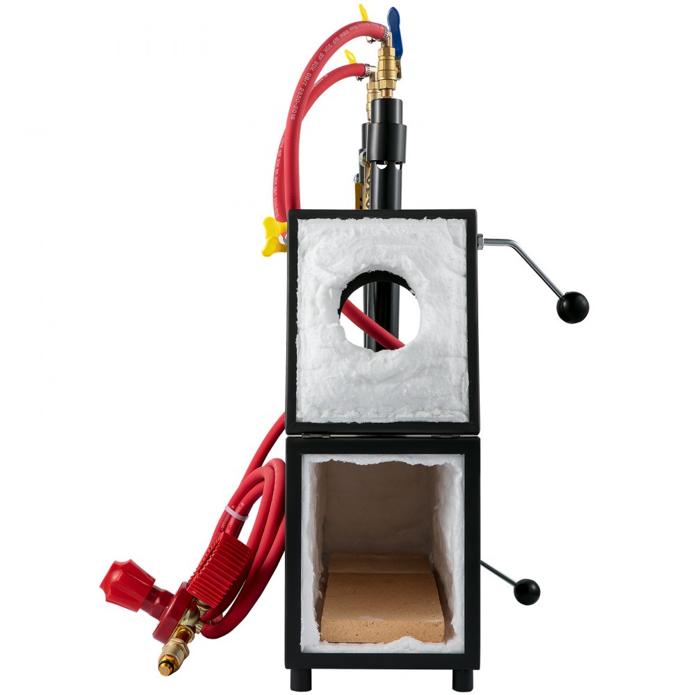 VEVOR Propane Knife Forge, Farrier Furnace with Dual Burners, Portable Square Metal Forge with Two Durable Doors, Large Capacity, for Blacksmithing, Knife Making, Forging Tools and Equipment