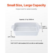 VEVOR Ceramic Baking Dish Rectangular Casserole Dish Deep for Baking & Serving