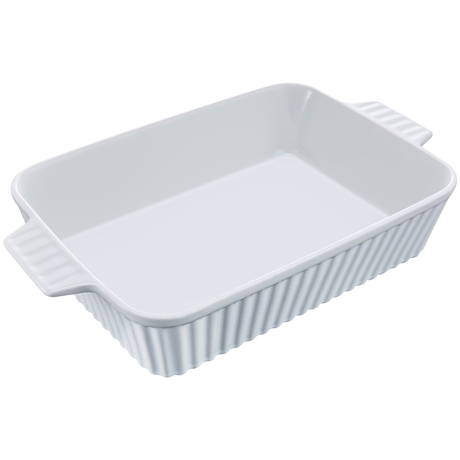 VEVOR Ceramic Baking Dish, Large 9" x 13" Pan, Rectangular Bakeware with Double Handles, Oven Secure, Lasagna Pan, Casserole Dish Deep for Baking and Serving, Thanksgiving & Christmas Present, White