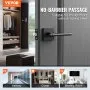 VEVOR Passage Door Handle 6 Pack Matte Black Door Lever Interior Non-Locking