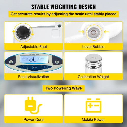 VEVOR Lab Scale Analytical Balance, 500g x 0.01g Accuracy High Precision Lab Scale 13 Units Conversion Scientific Digital Laboratory Balance Scale for Lab, Jewelry, Industrial, Business(500g, 0.01g)