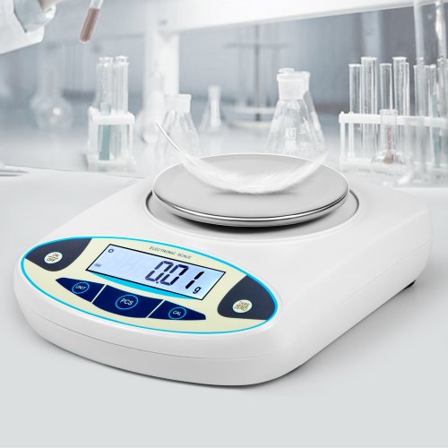 VEVOR Lab Scale Analytical Balance, 500g x 0.01g Accuracy High Precision Lab Scale 13 Units Conversion Scientific Digital Laboratory Balance Scale for Lab, Jewelry, Industrial, Business(500g, 0.01g)