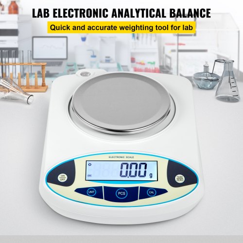 VEVOR Analytical Balance, 500g x 0.01g Accuracy Lab Scale, High Precision Electronic Analytical Balance, 13 Units Conversion, Counting Function, LCD Display, for Lab University Jewelry (500g, 0.01g)
