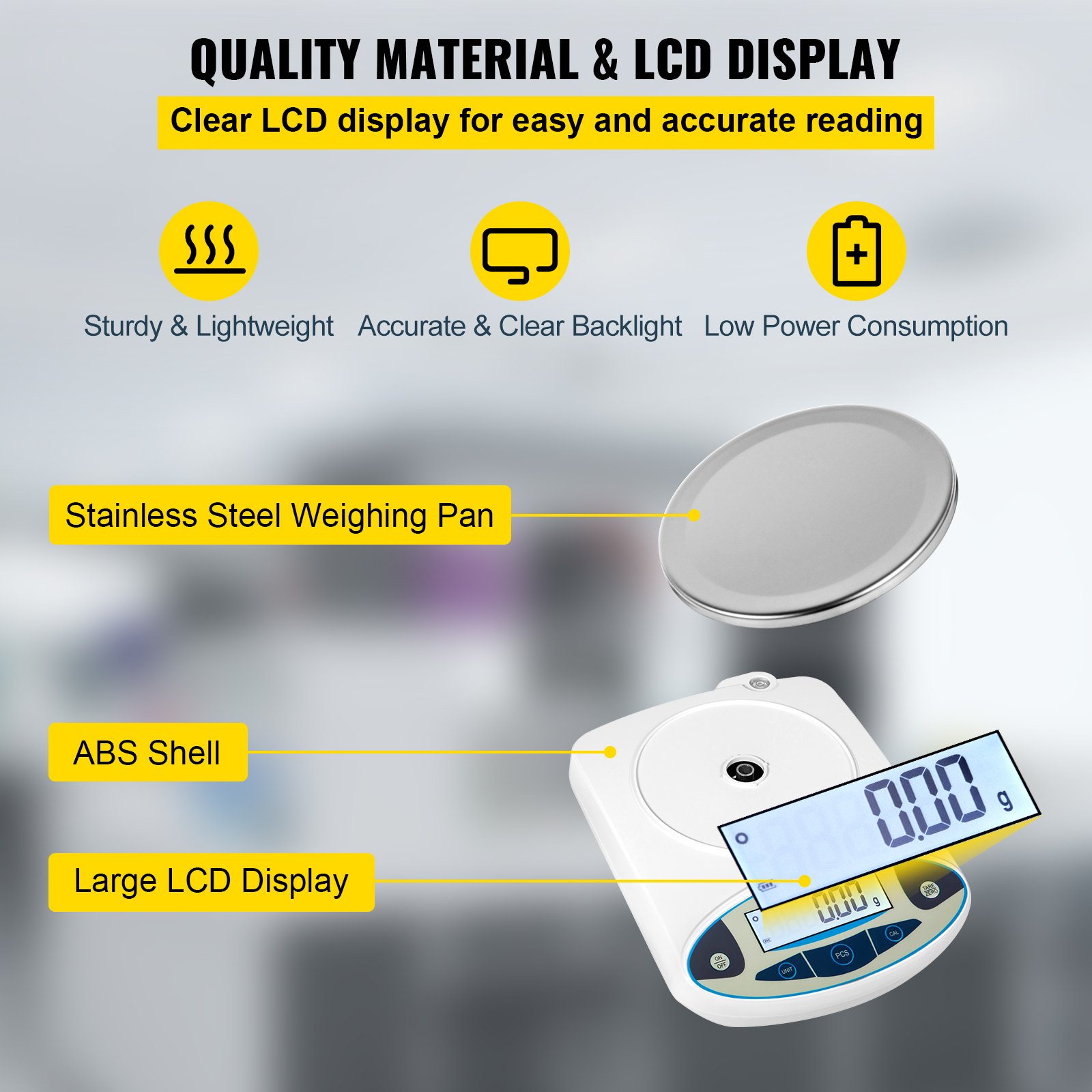 VEVOR Lab Scale Analytical Balance, 500g x 0.01g Accuracy High Precision Lab Scale 13 Units Conversion Scientific Digital Laboratory Balance Scale for Lab, Jewelry, Industrial, Business(500g, 0.01g)