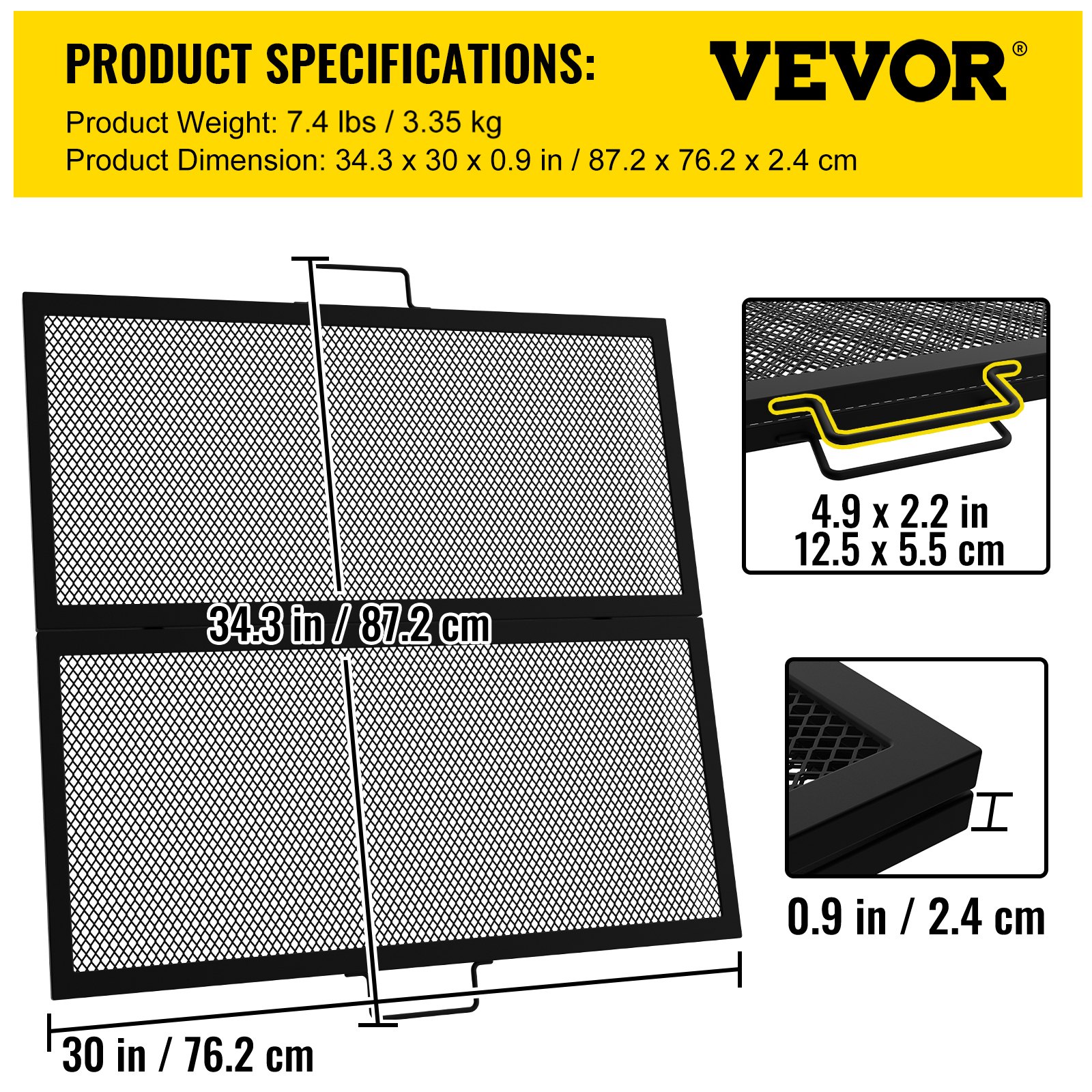 VEVOR Fire Pit Cooking Grate 30 Inch, Foldable Square Cooking Grill Grates, Heavy Duty X-Marks BBQ Grill with Portable Handle & Solid Steel for Outdoor Campfire Party & Gathering