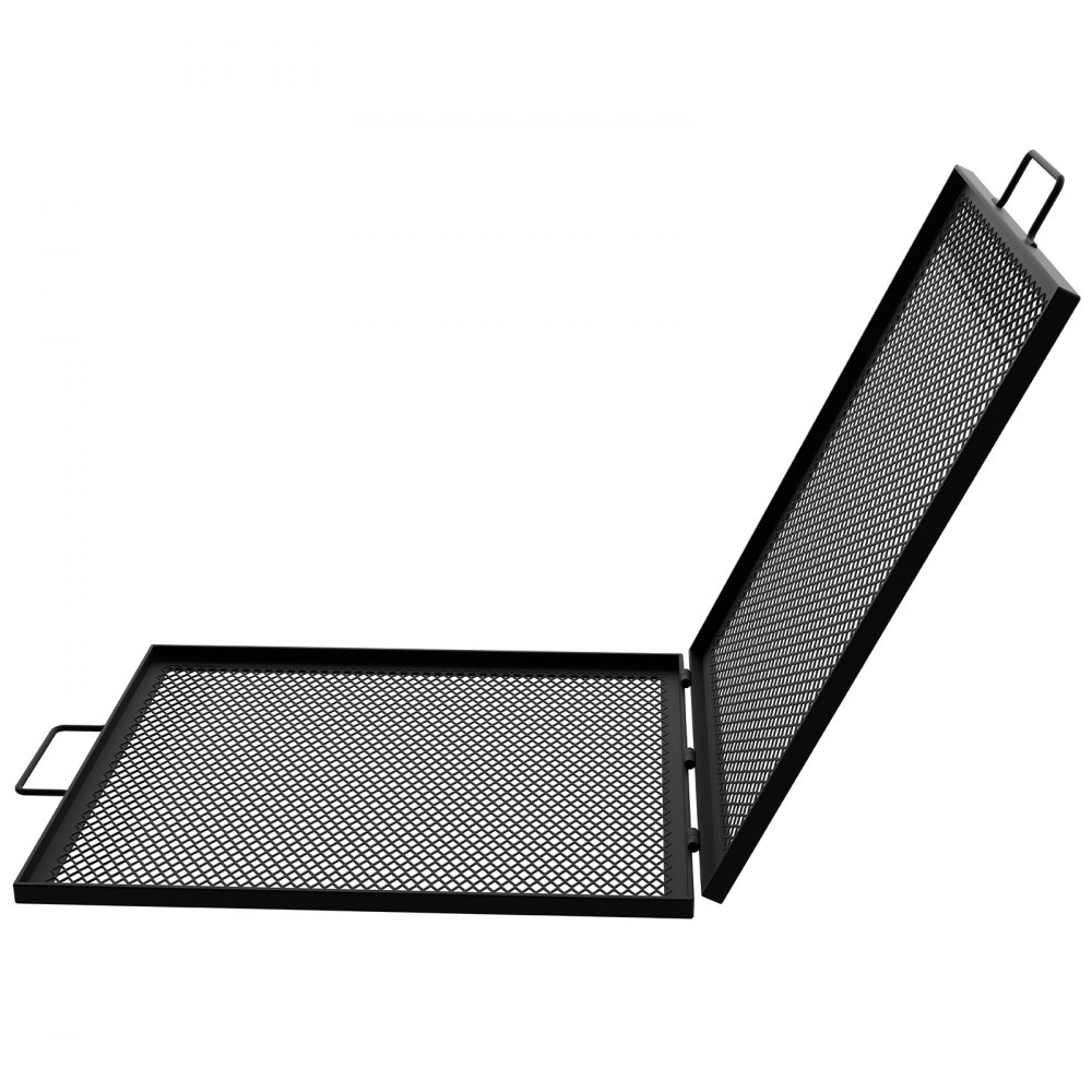 VEVOR Fire Pit Cooking Grill Grate 36 x 15 in Foldable Rectangle Campfire BBQ Rack, Heavy Duty X-Marks with Portable Handle & Support Wire for Outdoor Picnic Party & Gathering, Black