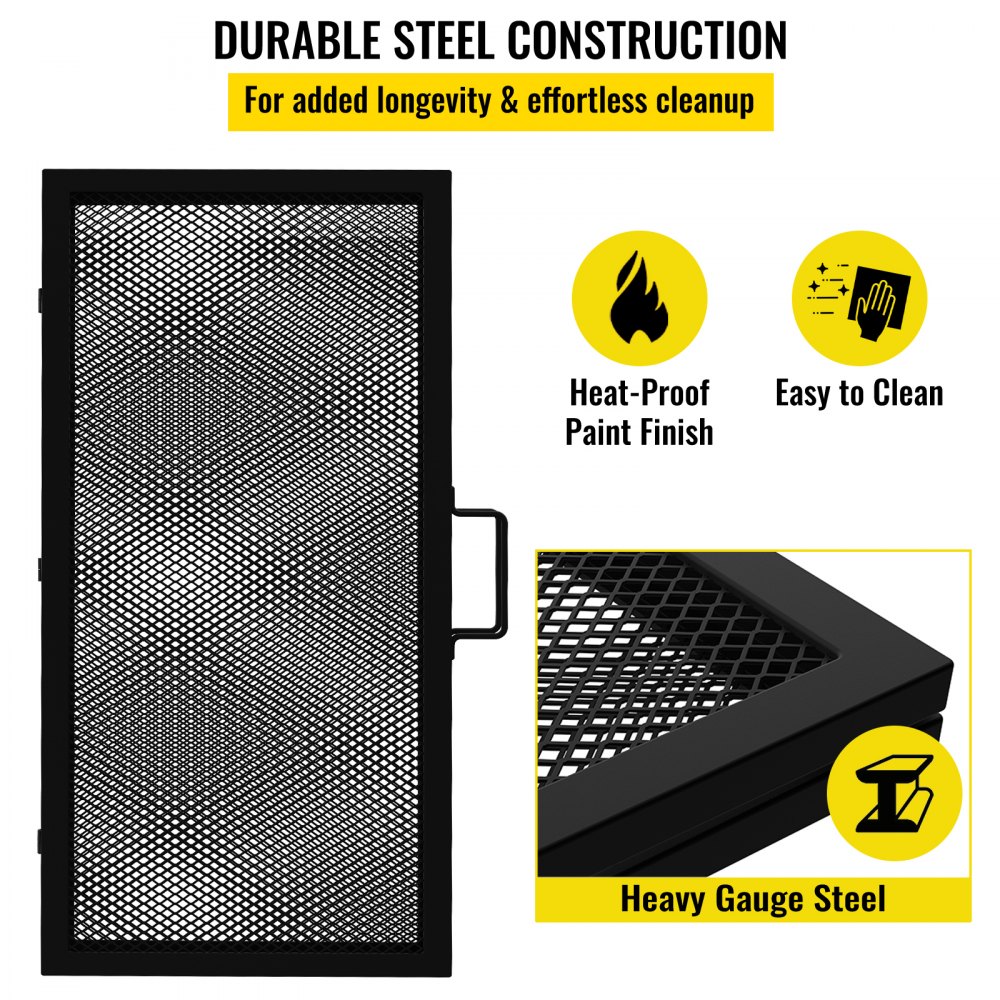 VEVOR Fire Pit Cooking Grate 36 Inch, Foldable Square Cooking Grill Grates, Heavy Duty X-Marks BBQ Grill with Portable Handle & Solid Steel for Outdoor Campfire Party & Gathering