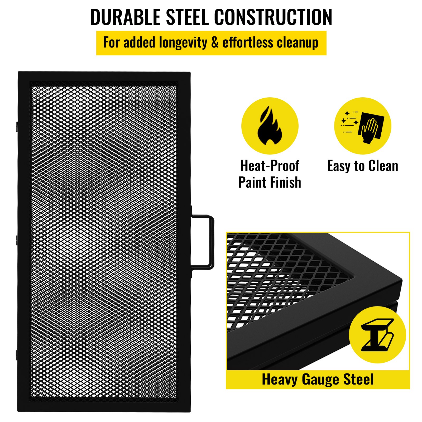VEVOR Fire Pit Cooking Grate 36 Inch, Foldable Square Cooking Grill Grates, Heavy Duty X-Marks BBQ Grill with Portable Handle & Solid Steel for Outdoor Campfire Party & Gathering