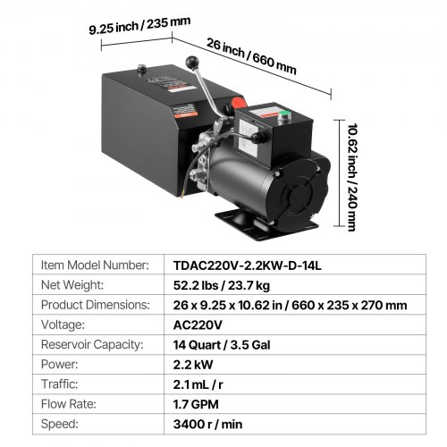 Hüdraulikaagregaat 2,2 kW, 14 l, 230 V — pilt 7