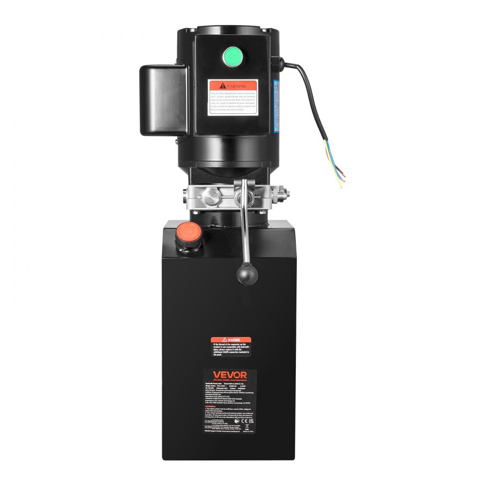 VEVOR 14 L Hydraulic Power Unit, Single Acting Steel Dump Trailer Pump, 22 MPa Max Relief Pressure & 6.3 L/min Flow Rate, 220-240V Hydraulic Pump with Metal Reservoir for Dump Trailer Car Lifting