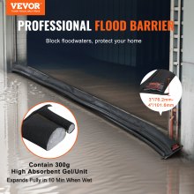 VEVOR Flood Barriers, Water Flood Dam Bags 5 Pack,  Water Barriers for Flooding with Plastic Bucket, Water Activated Flood Barriers for Home, Doorway, Driveway(10ft x 6in)