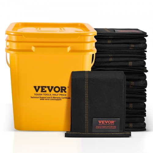 VEVOR Flood Barriers, Water Flood Dam Bags 10 Pack,  Water Barriers for Flooding with Plastic Bucket, Water Activated Flood Barriers for Home, Doorway, Driveway(5FT x 6in)