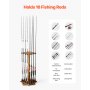 16 Pole Fishing Rod Holder Wood Fishing Rack for Garage 360° Rotate Floor Stand