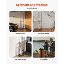 16 Pole Fishing Rod Holder Wood Fishing Rack for Garage 360° Rotate Floor Stand