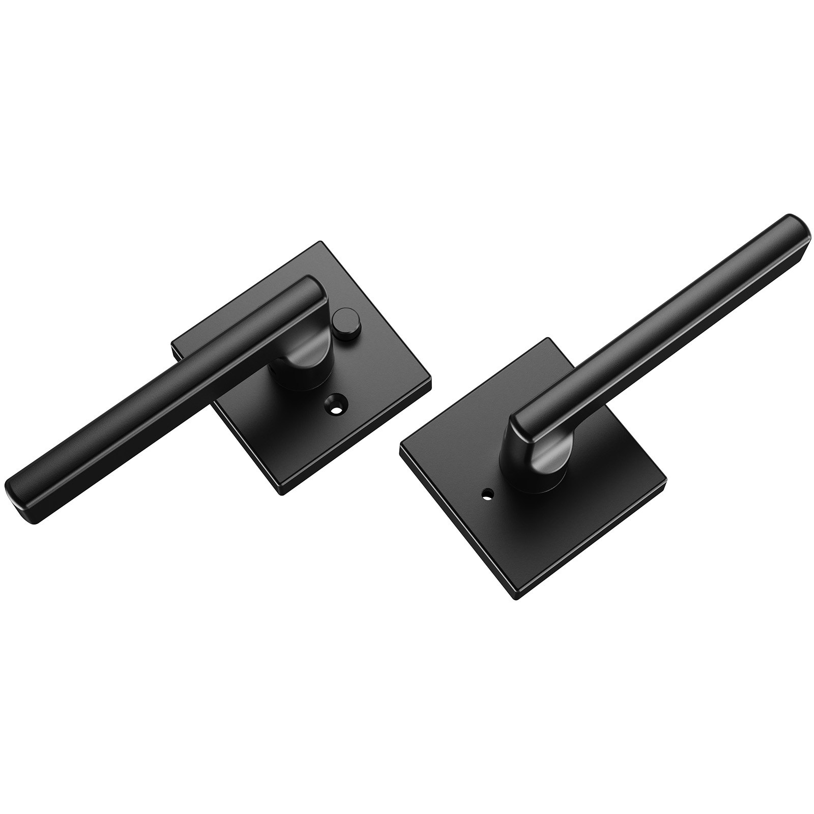 VEVOR Privacy Door Handle, 1 Pack Matte Black Door Lever, Left or Right Handing Reversible Lever with Keyless Lock, 45° Rotation to Open, Square Interior Door Handles for Bedroom and Bathroom Doors