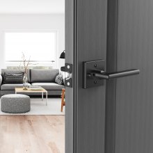 VEVOR Privacy Door Handle 5 PCS Matte Black Square Door Lever Interior Keyless