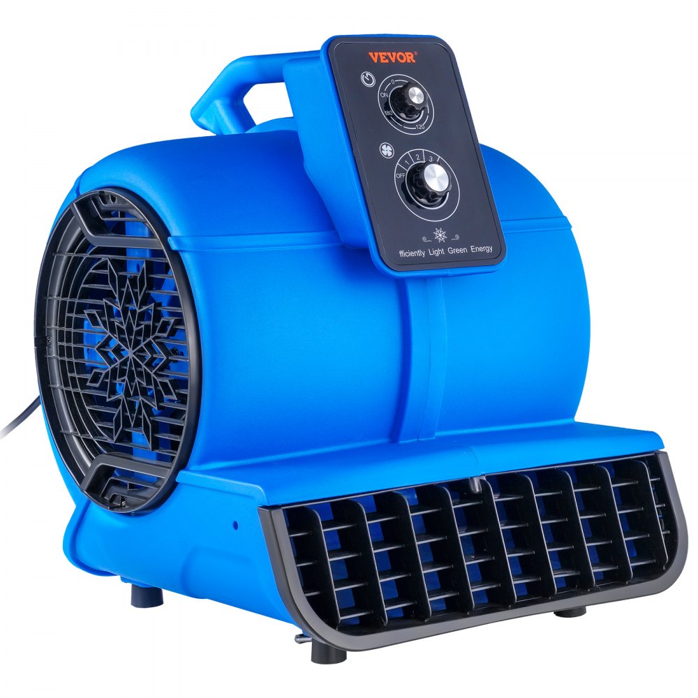 Soprador de piso VEVOR 1250 RPM 2600 CFM Air Mover com 4 ângulos de sopro e 3 velocidades