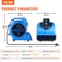 VEVOR Floor Blower 1250 RPM 2600 CFM Air Mover με 4 γωνίες φυσήματος 3 ταχυτήτων