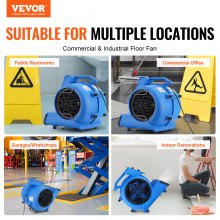 VEVOR Floor Blower 1250 RPM 2600 CFM Air Mover with 4 Blowing Angles 3-Speeds