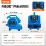 VEVOR Floor Blower, 1360 RPM 600 CFM, Air Mover for Drying and Cooling, Portable Carpet Dryer Fan with 4 Blowing Angles,3-Speeds Adjustment, for Janitorial, Home, Plumbing, Commercial Use