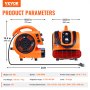 VEVOR Floor Blower 1380 RPM 1000 CFM Air Mover με 4 γωνίες φυσήματος 3 ταχυτήτων