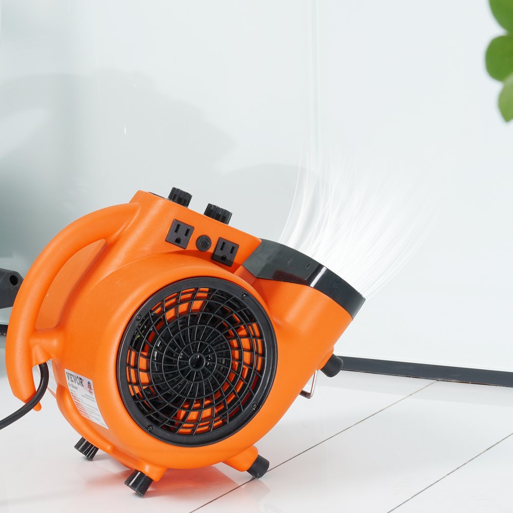 VEVOR Floor Blower, 1/4 HP, 1000 CFM Air Mover for Drying and Cooling, Portable Carpet Dryer Fan with 4 Blowing Angles and Time Function, for Janitorial, Home, Commercial, Industrail Use, ETL Listed