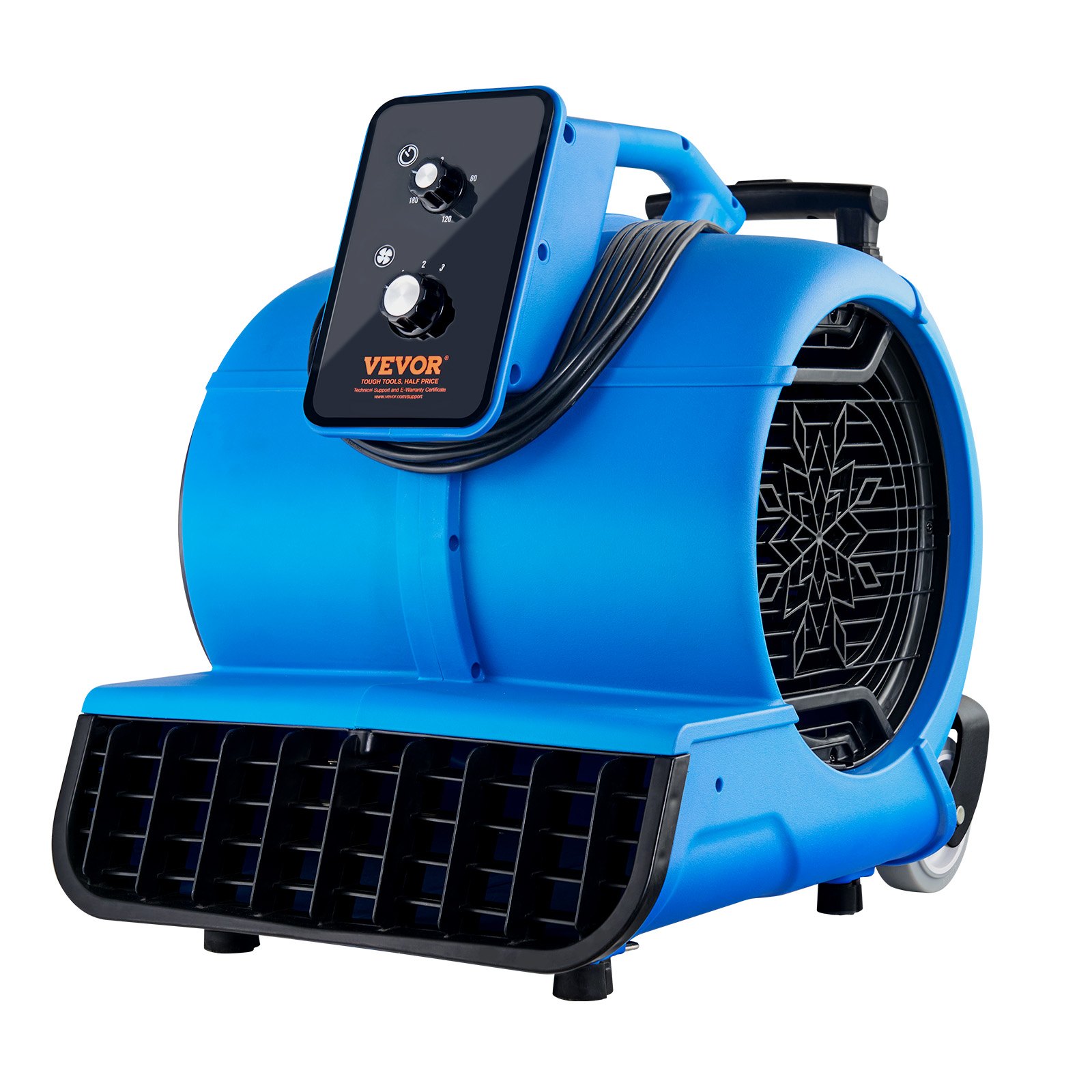 VEVOR Floor Blower, 1560 RPM 4000 CFM, Air Mover for Drying and Cooling, Portable Carpet Dryer Fan with 3 Blowing Angles, Timer, 3-Speeds Adjustment, for Janitorial, Home, Commercial Use