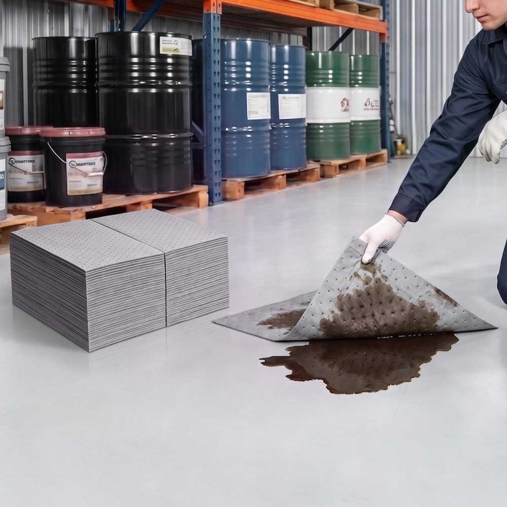 VEVOR Oil & Water Absorbent Pads, 30 in x 150 ft 1-Roll, Medium-Duty Spill Absorbing Pads, Universal for Gasoline, Engine, Oil, Water, Coolant, Durable PP Spill Control Mats for Garage Workshop