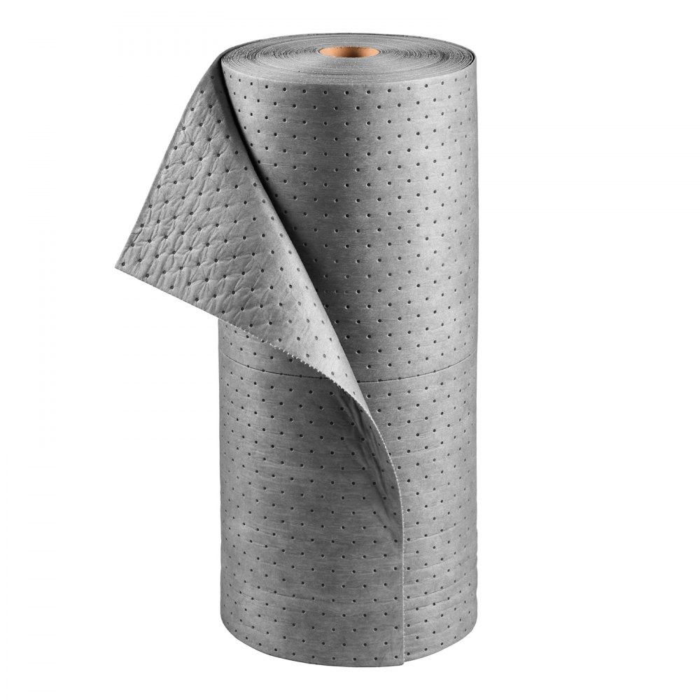 VEVOR Oil & Water Absorbent Pads, 30 in x 150 ft 1-Roll, Medium-Duty Spill Absorbing Pads, Universal for Gasoline, Engine, Oil, Water, Coolant, Durable PP Spill Control Mats for Garage Workshop