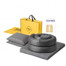 VEVOR Complete Spill Absorbent Kit for Oil & Water, 20PCS Medium-Duty Spill Absorbent Pads, 2 Socks, 2 Pillows, 2 Hazardous Material Bags, 1 Carrying Bag for Garage Workshop Spill Control & Cleanup