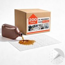 VEVOR Oil Absorbent Pads, 15" x 20" 200-Pack, Medium-Duty Spill Absorbing Pads for Gasoline, Engine Oil, Transmission Fluid, Durable PP Oil Only Control Mats for Garage Workshop Factory Cleanup
