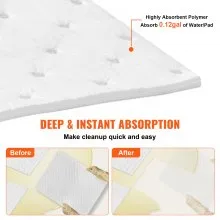 VEVOR Spill Absorbent Pads, Oil Absorbing Mat Absorbs up 20 Gal, 15" L x20" W Polypropylene Absorbent Pad for Oil Only, Oil Spill Mats Pack of 100
