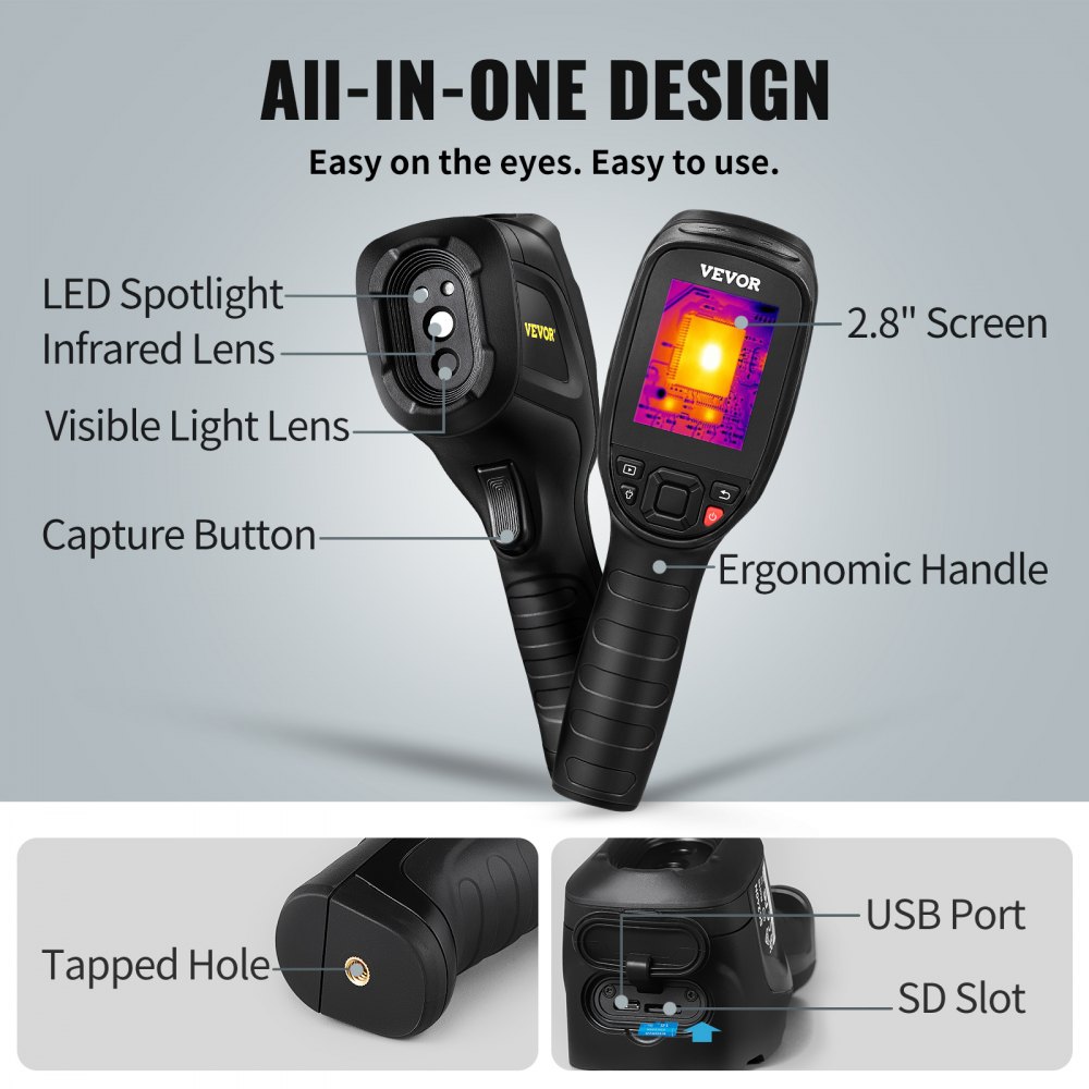 VEVOR Termocamera cu infraroșu Camera termică Rezoluție IR 240x180 Ecran LCD de 2,8 inchi