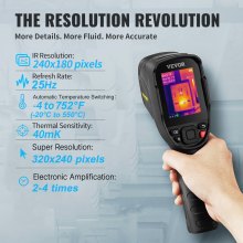 VEVOR Thermal Imaging Camera, 320 x 240 Pixels Super Resolution, 25Hz Refresh Rate Infrared Camera with -4 to 752°F Temperature Range, 32G Built-in SD Card, and Rechargeable Li-ion Battery