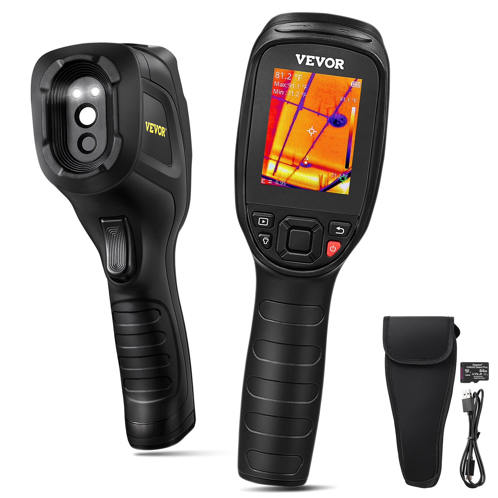VEVOR Infrarød termisk kamera Synlig lyskamera 2MP IR-oppløsning 240x180