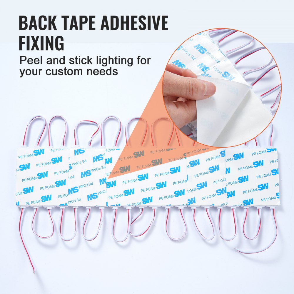 VEVOR 200PCS LED Storefront Lights, 108 ft DC 12V, LED Module Lights, 5730 SMD 3-LED 1.5W Window Lights with Tape Adhesive Backside, for Business Store Window Advertising Letter Signs, IP68 Waterproof