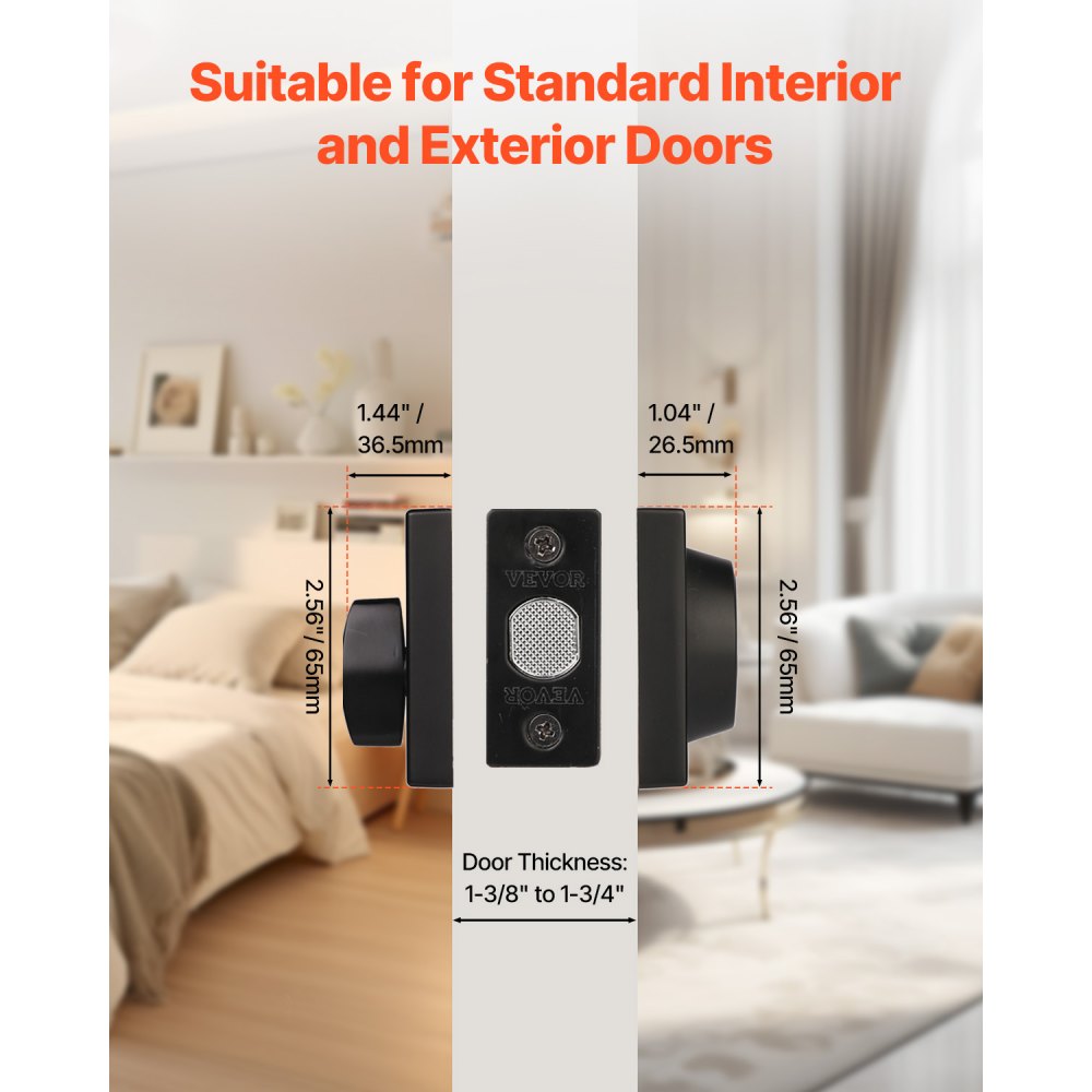 VEVOR Deadbolt Lock, Square Single Cylinder Dead Bolt, Keyed 1 Side, Fits Standard Size Interior and Exterior Doors, Full Metal, with 3 Keys, for Front Entry Door Residential Security, Matte Black