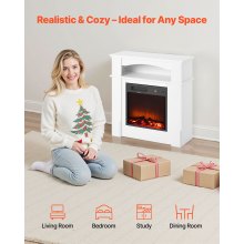 33 Inch Freestanding Electric Fireplace Stove Heater 1500W Mantel White