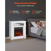 33 Inch Freestanding Electric Fireplace Stove Heater 1500W Mantel White