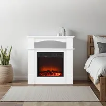 33 Inch Freestanding Electric Fireplace Stove Heater 1500W Mantel White