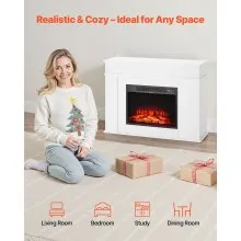 43 Inch Freestanding Electric Fireplace Stove Heater 1500W Mantel White