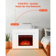 43 Inch Freestanding Electric Fireplace Stove Heater 1500W Mantel White