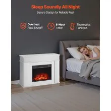 43 Inch Freestanding Electric Fireplace Stove Heater 1500W Mantel White