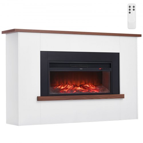 VEVOR 65.5 inch Freestanding Fireplaces, 1500W 5120BTU Fake Electric Fireplace Stove Heater with Mantel, Overheating Protection, Adjustable Flames,Timer, Remote, for Living Room,Bedroom