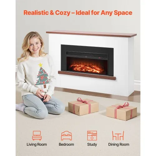 VEVOR 65.5 inch Freestanding Fireplaces, 1500W 5120BTU Fake Electric Fireplace Stove Heater with Mantel, Overheating Protection, Adjustable Flames,Timer, Remote, for Living Room,Bedroom