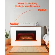 65.5 Inch Freestanding Electric Fireplace Stove Heater 1500W Mantel Brown