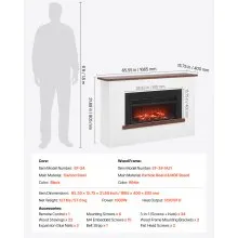 65.5 Inch Freestanding Electric Fireplace Stove Heater 1500W Mantel Brown