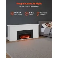 75 Inch Freestanding Electric Fireplace Stove Heater 1500W Remote White